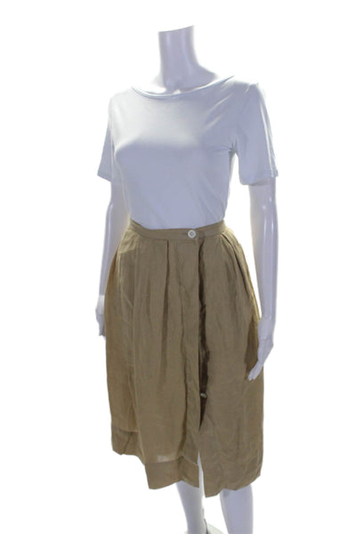 Alex Mill Women's Elastic Waist Button Down Flare Midi Skirt Tan Size M