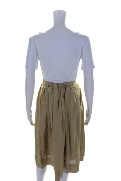 Alex Mill Women's Elastic Waist Button Down Flare Midi Skirt Tan Size M