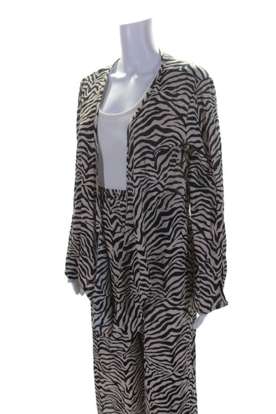 Sanctuary Women's Long Sleeves Wrap Two Piece Pants Set Animal Print Size M