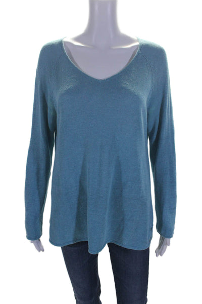 Eileen Fisher Women's V-Neck Long Sleeves Pullover Sweater Blue Size M