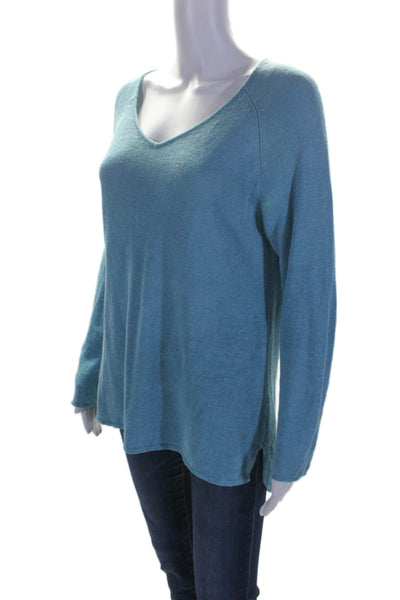 Eileen Fisher Women's V-Neck Long Sleeves Pullover Sweater Blue Size M