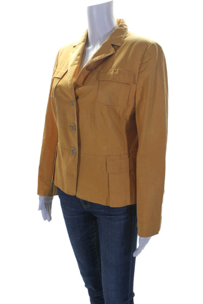 Akris Punto Women's Long Sleeves Button Up Patch Pockets Jacket Yellow Size 10