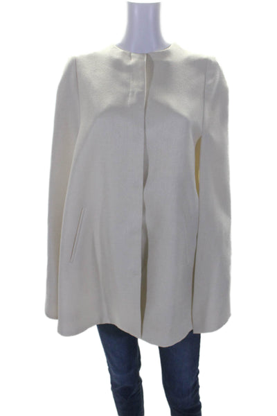 Ellsworth & Ivey Women's Round Neck Long Sleeves Button Up Cape Beige Size S