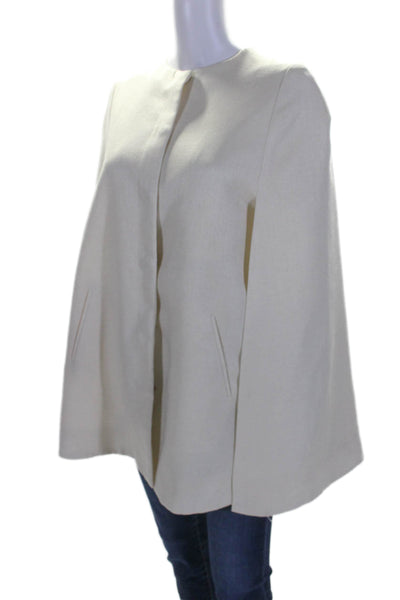 Ellsworth & Ivey Women's Round Neck Long Sleeves Button Up Cape Beige Size S