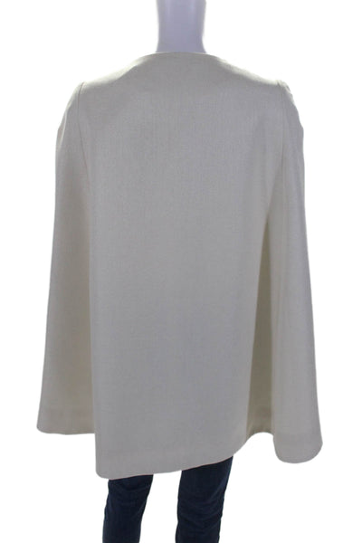 Ellsworth & Ivey Women's Round Neck Long Sleeves Button Up Cape Beige Size S