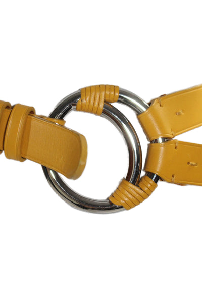 Ralph Lauren Women's Buckle Closure O-Ring Leather Belt Yellow Size 40