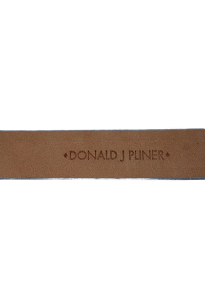 Donald J Pliner Women's Hook Closure Textured Leather Belt Blue Size M