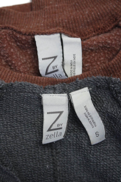 Z By Zella Womens Long Sleeves Pullover Sweatshirts Gray Brown Size Small Lot 2