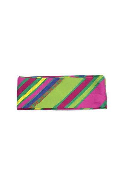 Carolina Herrera Womens Striped Light Weight Tie Neck Scarf Multi Colored