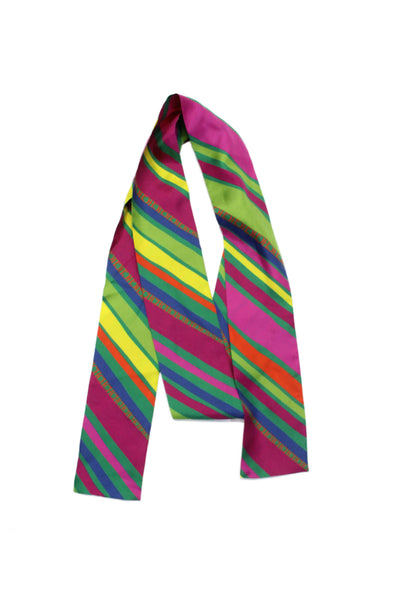 Carolina Herrera Womens Striped Light Weight Tie Neck Scarf Multi Colored