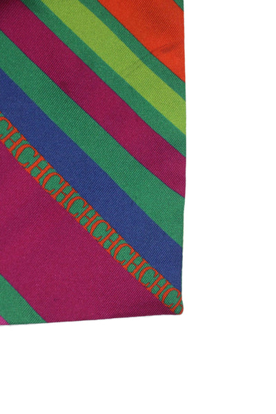 Carolina Herrera Womens Striped Light Weight Tie Neck Scarf Multi Colored