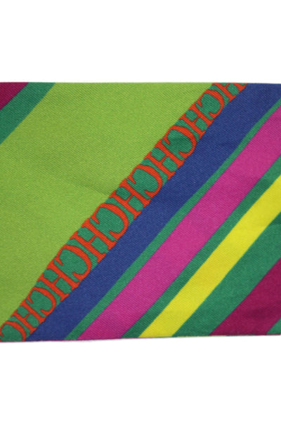 Carolina Herrera Womens Striped Light Weight Tie Neck Scarf Multi Colored