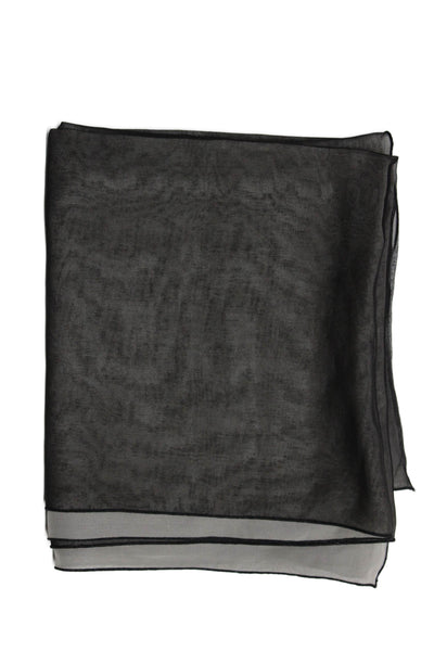 Designer Womens Sheer Textured Colorblock Wrapped Scarf Black Size One Size