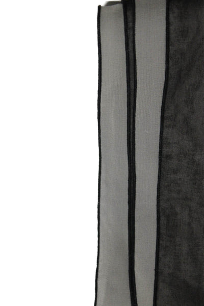 Designer Womens Sheer Textured Colorblock Wrapped Scarf Black Size One Size