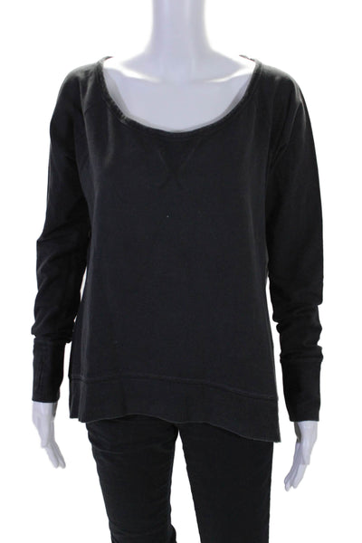 Designer Womens Scoop Neck Long Sleeve Tight Knit Sweater Black Large