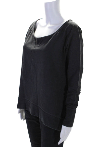 Designer Womens Scoop Neck Long Sleeve Tight Knit Sweater Black Large