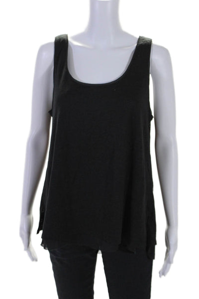 Vince Womens Scoop Neck Sleeveless Tank Top Silk Black Size Large