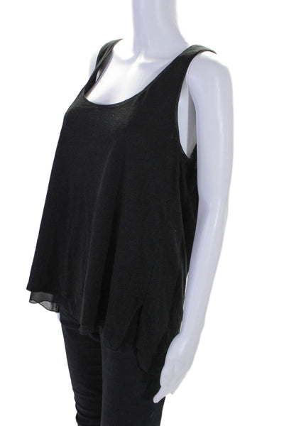 Vince Womens Scoop Neck Sleeveless Tank Top Silk Black Size Large