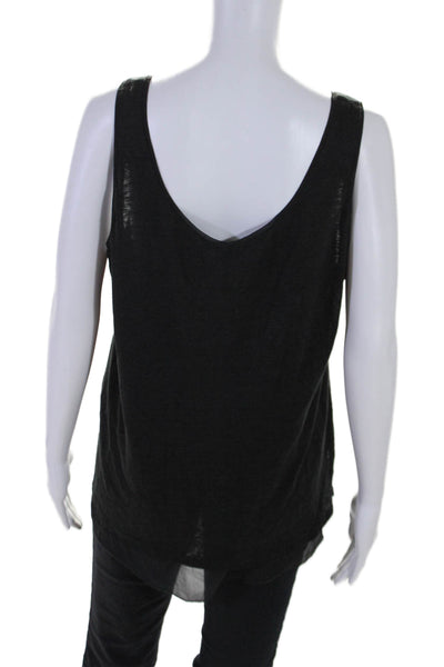 Vince Womens Scoop Neck Sleeveless Tank Top Silk Black Size Large