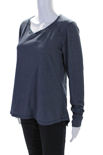 Lululemon Womens V Neck Long Sleeve Athletic Top Blue Size Large