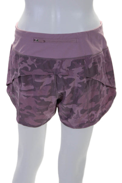 Lululemon Womens Elastic Waist Camouflage Print Shorts Purple Size 8 Tall