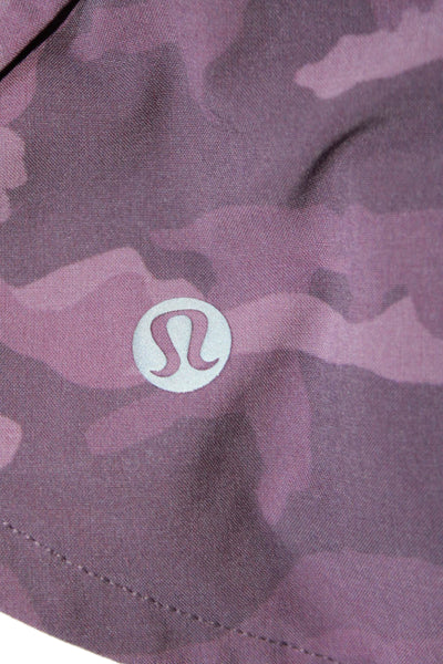 Lululemon Womens Elastic Waist Camouflage Print Shorts Purple Size 8 Tall