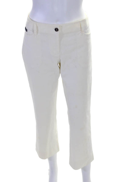 D&G Dolce & Gabbana Womens Zip Front Tapered Leg Pants White Size 46