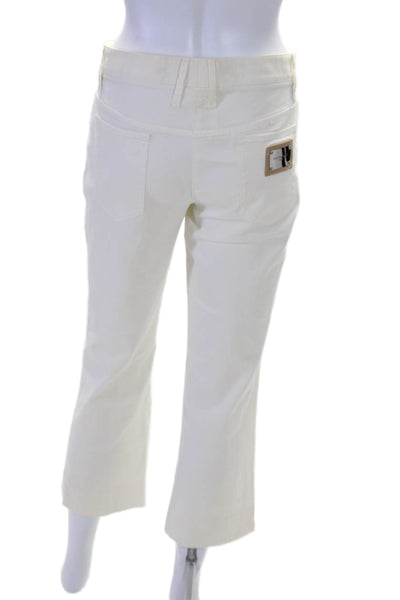 D&G Dolce & Gabbana Womens Zip Front Tapered Leg Pants White Size 46