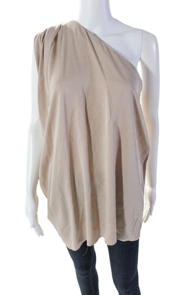 Rachel Zoe Womens Silk Gathered Off Shoulder Blouse Beige Size 4