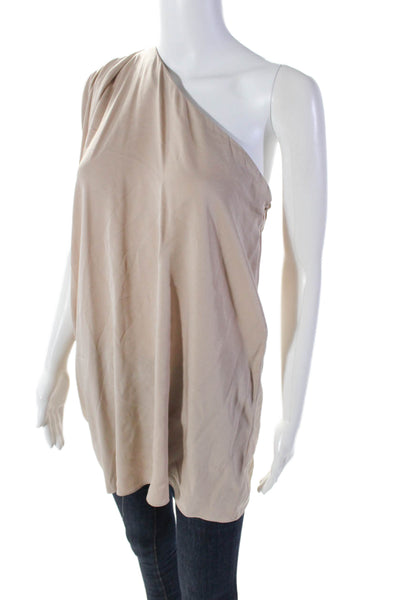 Rachel Zoe Womens Silk Gathered Off Shoulder Blouse Beige Size 4