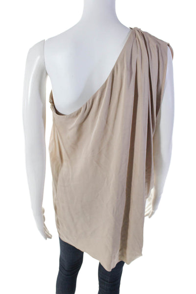 Rachel Zoe Womens Silk Gathered Off Shoulder Blouse Beige Size 4