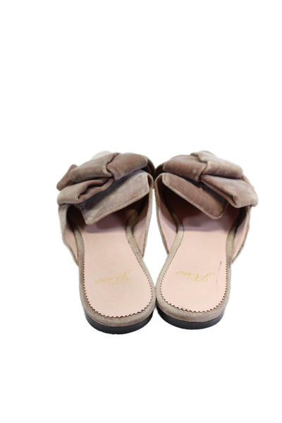 J Crew Womens Velvet Pointed Toe Tie Knot Slide On Mule Flats Beige Size 8