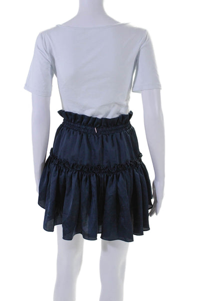 Misa Womens Bow Front Ruffled A Line Mini Skirt Midnight Blue Size Extra Small