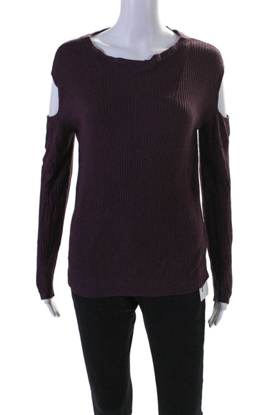 Feel the Piece Terre Jacobs Womens Cold Shoulder Sweater Purple Size Medium