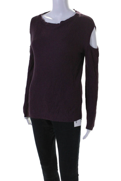 Feel the Piece Terre Jacobs Womens Cold Shoulder Sweater Purple Size Medium