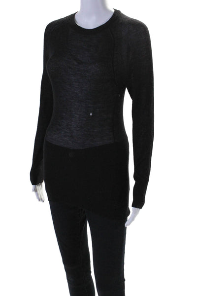 Karoo Mark Eisen Womens Cashmere Crew Neck Long Sleeves Sweater Black Size 1