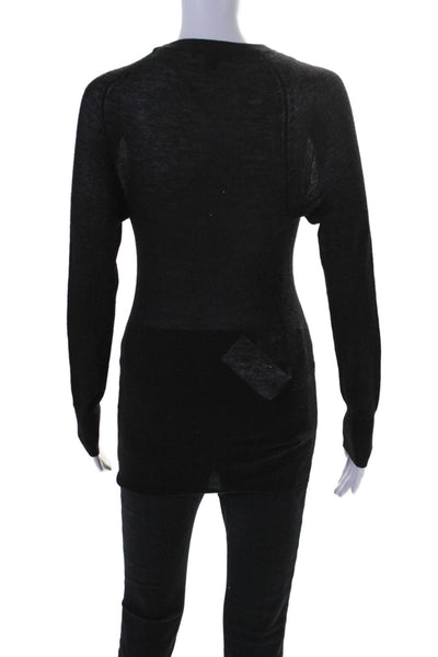 Karoo Mark Eisen Womens Cashmere Crew Neck Long Sleeves Sweater Black Size 1