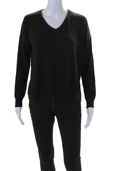 Feel the Piece Terre Jacobs Womens Long Sleeves V Neck Sweater Black Size Small