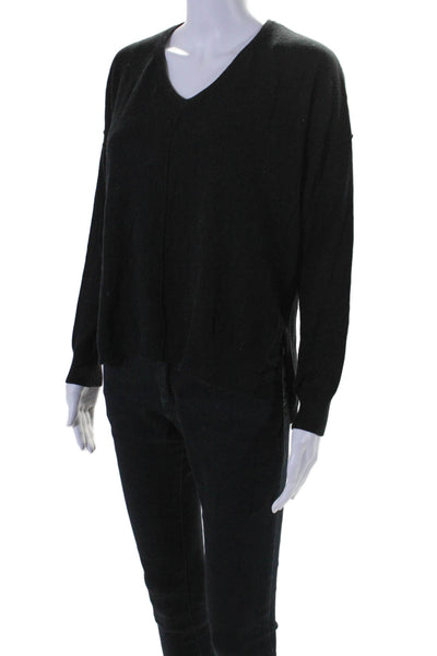 Feel the Piece Terre Jacobs Womens Long Sleeves V Neck Sweater Black Size Small