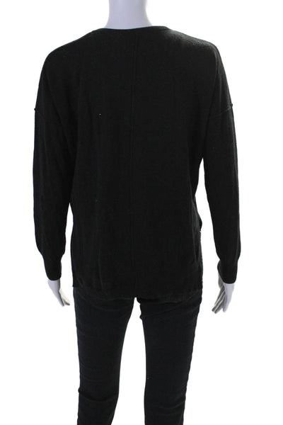 Feel the Piece Terre Jacobs Womens Long Sleeves V Neck Sweater Black Size Small