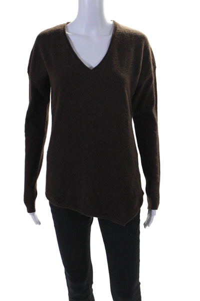 Feel the Piece Terre Jacobs Womens Cashmere V Neck Sweater Brown Size One Size