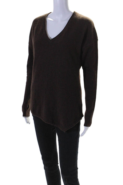 Feel the Piece Terre Jacobs Womens Cashmere V Neck Sweater Brown Size One Size