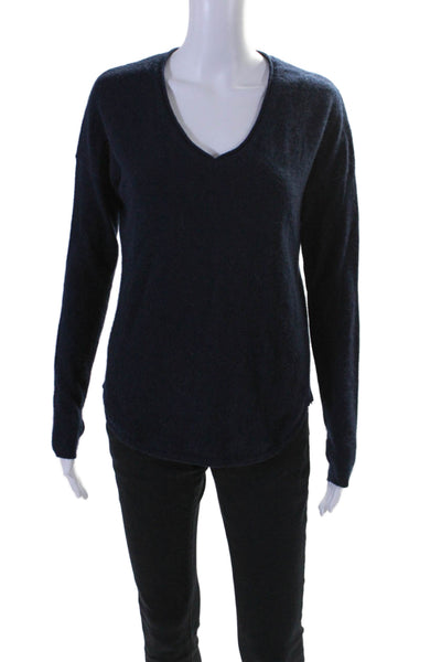 Feel the Piece Terre Jacobs Womens Cashmere V Neck Sweater Blue Size One Size