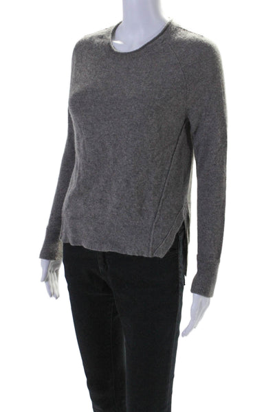 J Brand Womens Cashmere Crew Neck Long Sleeves Sweater Gray Size Small