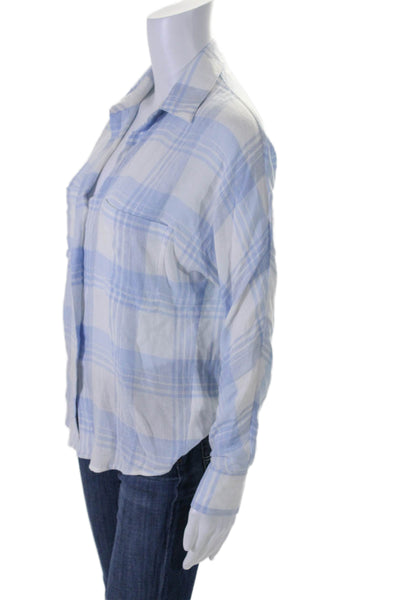 Vince Women's Button Down Long Sleeves Pockets Collared Plaid Shirt Size XS