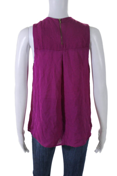 ALC Women's V-Neck Sleeveless Zip Back Silk Dressy Blouse Purple Size S