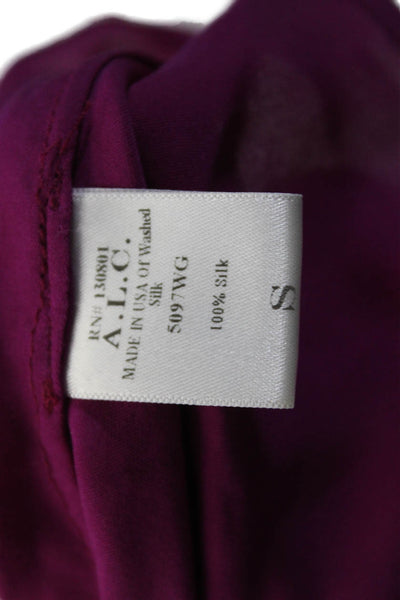 ALC Women's V-Neck Sleeveless Zip Back Silk Dressy Blouse Purple Size S