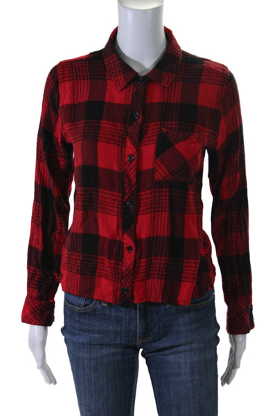 Rails Women's Long Sleeves Button Down Collared Red Plaid Shirt Size XS