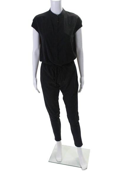 Vince Women's Sleeveless Cinch Waist Straight Leg Jumpsuit Black Size 2