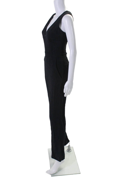 ALC Women's V-Neck Sleeveless Straight Leg Pockets Jumpsuit Black Size 2